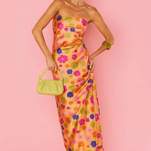 New Show Me Your Mumu Taylor Tube Dress Poppin Poppy XS
